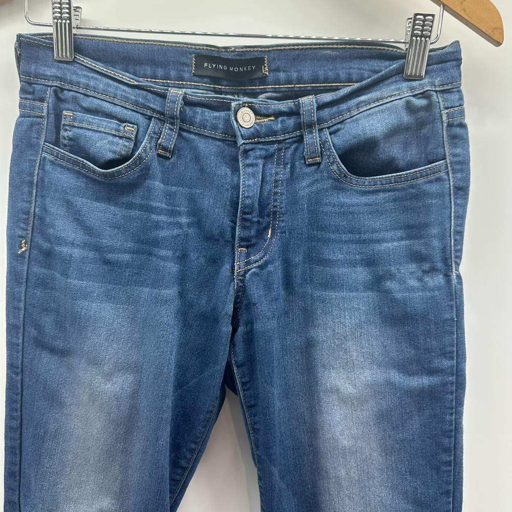 Flying Monkey Jeans Womens 26 Blue Denim Stretch Skinny Whisker 5-Pocket USA